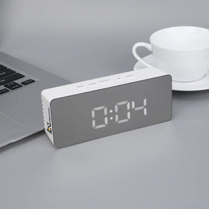 Ziloty Digital Mirror Clock, Alarm Clock Table Office Clock with Date Time Temperature Sensor -Plastic,Multicolor,Standard
