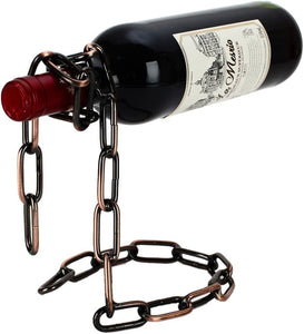 Ziloty Suspending Chain Wine Rack Holder, Countertop Free Standing Metal Wine Rack Novelty for Gift Kitchen Home Decoration Modern Design Wine Gifts Tabletop Wine Bottle Holder