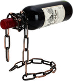 Ziloty Suspending Chain Wine Rack Holder, Countertop Free Standing Metal Wine Rack Novelty for Gift Kitchen Home Decoration Modern Design Wine Gifts Tabletop Wine Bottle Holder