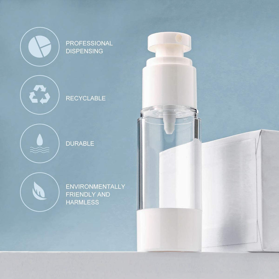 Airless Vacuum Pump Toiletry Travel Bottles, Airtight Makeup Cosmetics Refillable Plastic Dispenser Containers, Leak Proof, deal for Cream Foundation Gel Moisturizers(50ml)