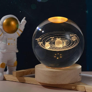 Ziloty 3D Galaxy Crystal Ball Night Lamp,Solar System, USB Table Colorful LED Wooden Crystal Ball for Home Decoration Birthday Gift for Teens Boys and Girls. (Galaxy Ball lamp)