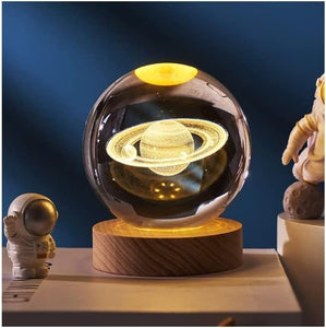 Ziloty 3D Galaxy Crystal Ball Night Lamp,Solar System, USB Table Colorful LED Wooden Crystal Ball for Home Decoration Birthday Gift for Teens Boys and Girls. (Galaxy Ball lamp)
