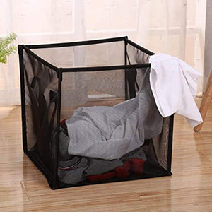 Pop Up Laundry Baskets - Mesh Collapsible Laundry Hampers Storage with Handle - Foldable for Washing Storage, Great for The Kids Room, College Dorm, Travel Organizer (Black)