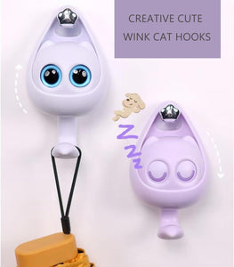 Ziloty self Adhesive Coat Hook, Wink Cat Key Holder for Wall Cute Cat Hooks, Decorative Wall Hooks for Hanging Key, Towels, Scarf, Hats, Coat, Cloth, Bags, Cute Room Decor (1 Pcs)