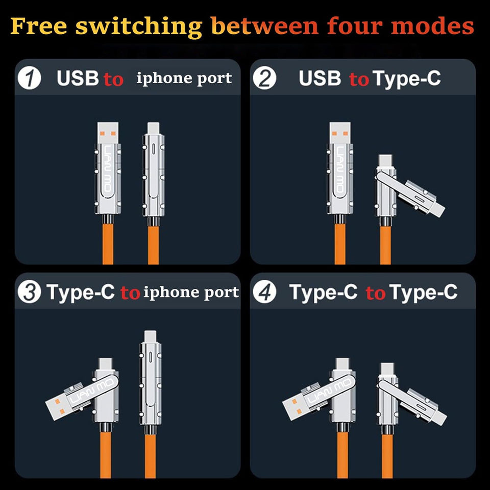 Ziloty USB to USB C Charge Cord,USB C Cable,USB A to USB C 5A Fast Charging (6.6ft 4 in 1)