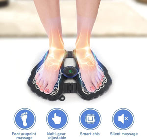 Foot Massager Pain Relief,Elecrtic EMS Massage Mat -8 Mode/16 Vibration Automatic Wireless Folding Massager (Foot Massager)