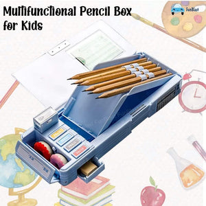 Ziloty  Plastic Pencil Box with Code Lock Pen Case Large Capacity Multi-Layer Multi-Function Storage Bag Secret Compartment Pencil Box for Kids- Multi-Color (Astronaut)