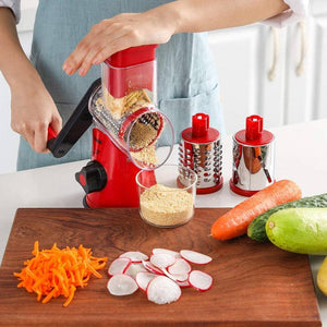 Plastic Stainless Steel 3 in 1 Multi-Functional Drum Rotary Vegetable Cutter, Shredder, Grater & Slicer | Slicer Dicer with High Speed Rotary Cylinder - (Multicolor)