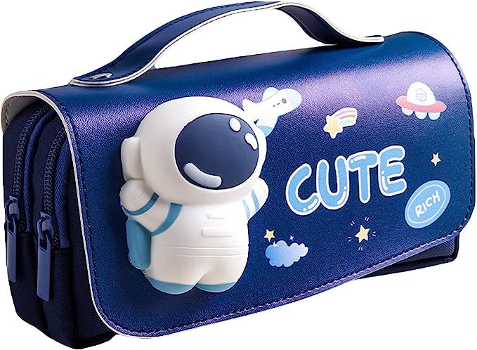 Ziloty Cute Astronaut Pencil Pouch for Girls and Boys,Big Pencil Case for Kid,Zipper Pencil Kit Stationary Storage Box for School Children,Stationery Organizer Pen Box for Students