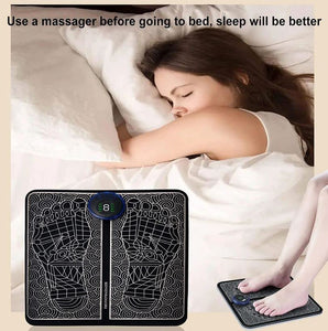 Ems Foot Massager Pain Relief,Electric EMS Massage Machine Mat,Rechargeable Portable Folding Automatic with 8 Mode/19 Intensity for Legs,Body,Hand Device for Men and Women