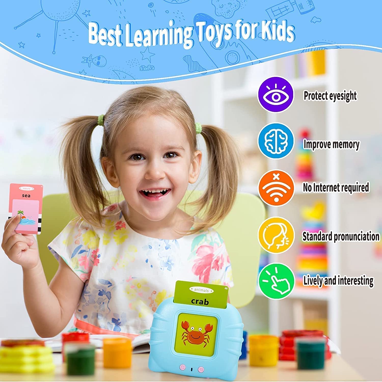 Buy Babygleam Talking Flash Cards Learning Toys for 2 3 4 5 6 Year Old Boys  Girls, Educational Toddlers Toys Reading Machine with 224 Words, Preschool  Montessori Toys and Best Gift for