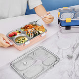Lunch Boxes for Adults - Lunch Box for Kids with Spoon & Fork - Durable Perfect Size for On-The-Go Meal, BPA-Free (Multi Color) (4 Section)