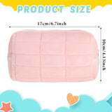 Ziloty 1 Pcs Plush Makeup Bag Checkered Cosmetic Bag Cosmetic Travel Bag Large Zipper Travel Toiletry Bag Portable Multi Functional Capacity Bag Cute Makeup Brushes Storage Bag for Women, Pink, Blue, White, pink, blue, white, approx. 4.13 x 6.69 inches