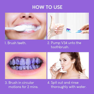 Ziloty Purple Toothpaste Instant Color Corrector Stain Remover Teeth Whitening Booster for a Brighter Smile with Fresher Breath HiSmile Men and Women tooth Solution for Yellow Stains