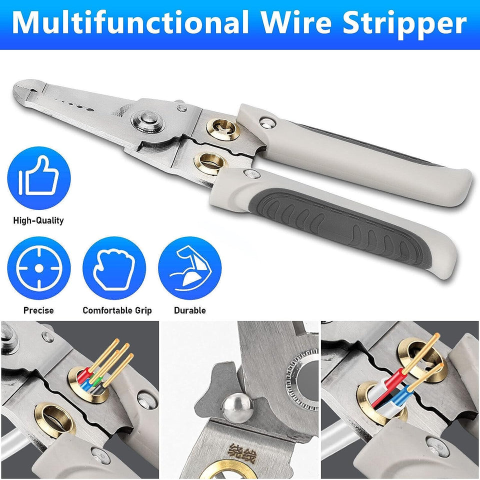 Ziloty 6 In 1 Multifunction Electrician Wire Plier Tool || Electrical Wire Strippers Wire Splitting Pliers|| Stainless Steel Electrical Stripping Tool || Cable Stripping Cutting and Crimping