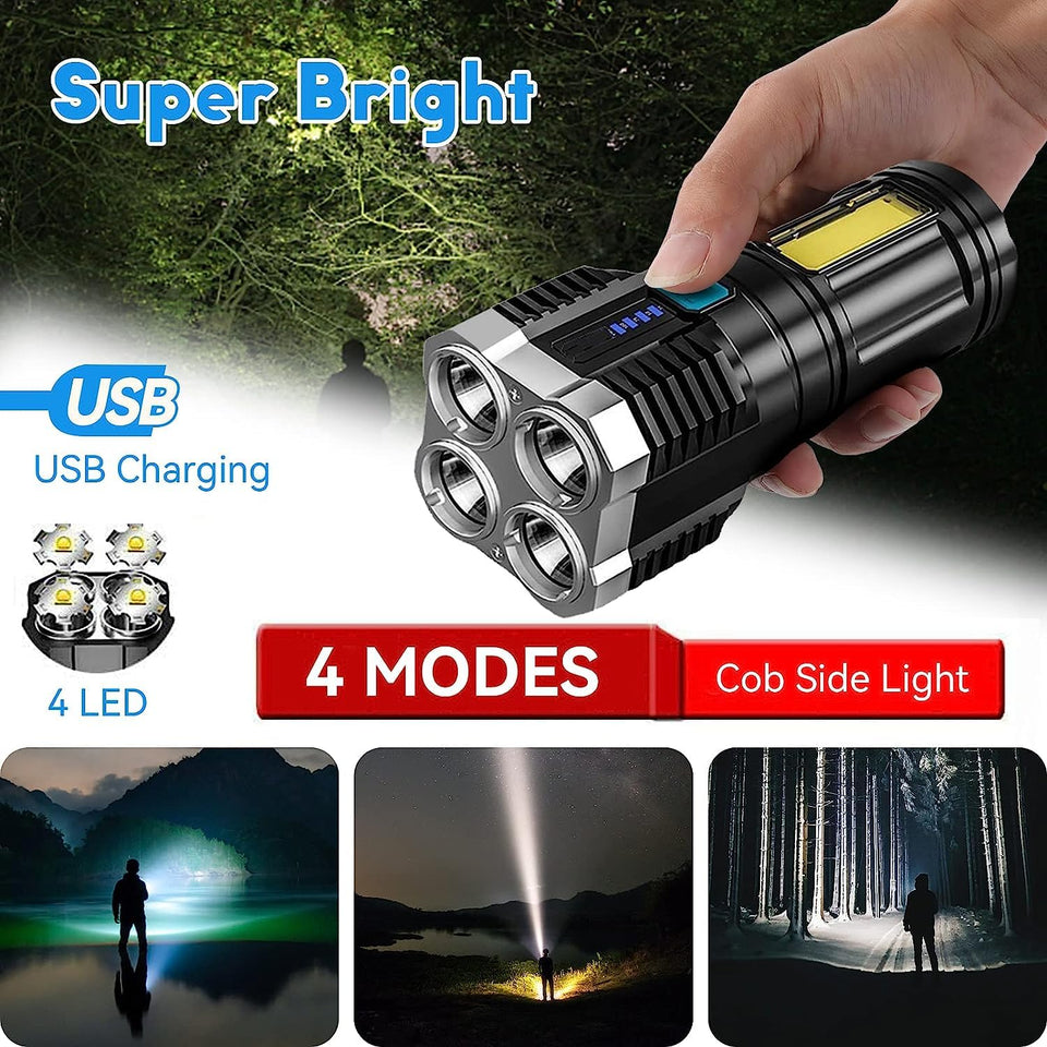 Ziloty Rechargeable Flashlight,Super Bright LED Flashlight Waterproof Handheld Flashlight with 4 Modes for Camping Emergency Hiking (Black)