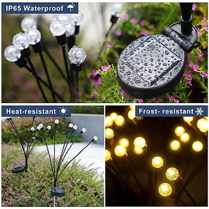 2 Pack Solar Powered Firefly Lights Waterproof, Solar Starburst Swaying Lights When Wind Blows, Solar Outdoor Decor Lights for Garden, Landscape, Pathway, Yard, Deck, Patio(Warm White)
