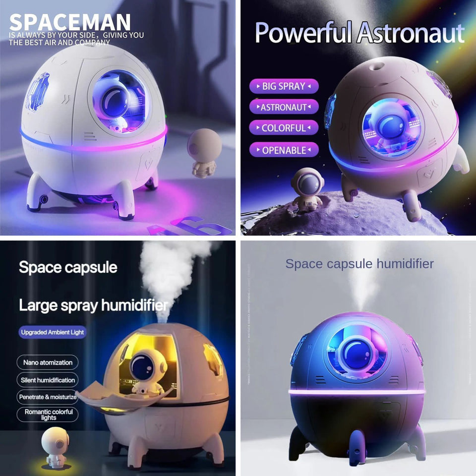 Ziloty Space Capsule Humidifier, Mini Cute Humidifier, Portable Space Capsule Humidifier, 220ml USB Ultrasonic Quiet Air Humidifiers for Home Car Bedroom Office and Travel