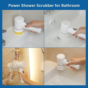 Ziloty Electric Spin Scrubber Rechargeable Cleaning Tools,Grout Brush, Electric Cleaning Brush with 3 Brush Heads,Electric Scrubber Suitable for Bathroom Wall Tiles Floor Bathtub Kitchen