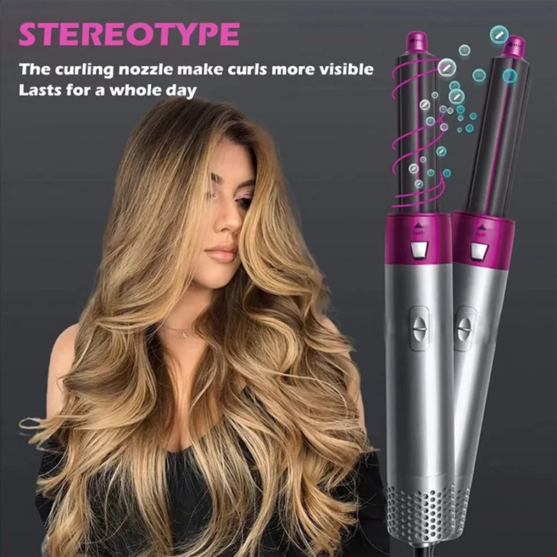 Ziloty Hot Air Brush for 5 in 1 Hot Air Styler Hair Dryer Comb Multifunctional Styling Tool Fast Heating Crimper Wand Manual Curler in All Hair Type, Negative Ion Comb for Straightening Special Warranty - Image 2