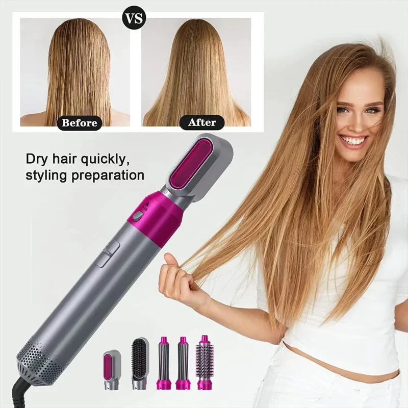 Ziloty Hot Air Brush for 5 in 1 Hot Air Styler Hair Dryer Comb Multifunctional Styling Tool Fast Heating Crimper Wand Manual Curler in All Hair Type, Negative Ion Comb for Straightening Special Warranty - Image 6