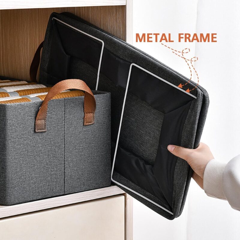 Ziloty Wardrobe Organizer for Clothes with Metal Frame, Extra Large Clothes Organiser for Wardrobe, Durable 600D Oxford Fabric Cupboard Organizer for Clothes Pants Shirts Saree(27Ltr*6, Grey) - Image 2