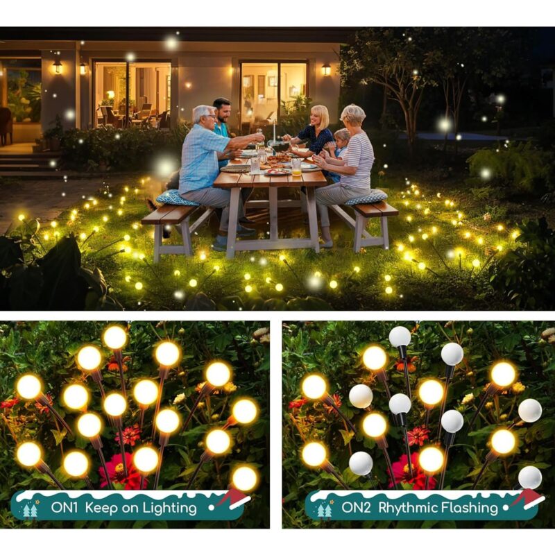 Ziloty Firefly Outdoor Solar Lights | 8 Led | With Flash Mode | Starburst Swaying Solar Garden Light | Outdoor Decoration | Waterproof | Path Lights For Pots, Balcon, Pathway (8 Led) - Plastic - Image 5