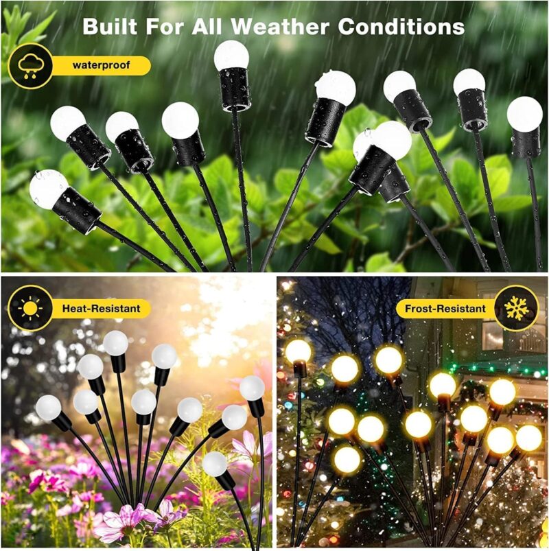 Ziloty Firefly Outdoor Solar Lights | 8 Led | With Flash Mode | Starburst Swaying Solar Garden Light | Outdoor Decoration | Waterproof | Path Lights For Pots, Balcon, Pathway (8 Led) - Plastic - Image 6