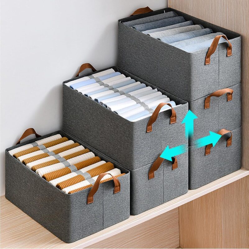 Ziloty Wardrobe Organizer for Clothes with Metal Frame, Extra Large Clothes Organiser for Wardrobe, Durable 600D Oxford Fabric Cupboard Organizer for Clothes Pants Shirts Saree(27Ltr*6, Grey) - Image 8