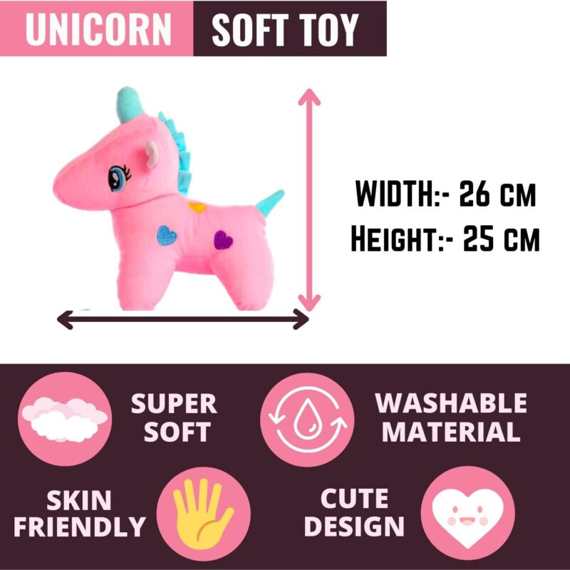 Ziloty Sitting Unicorn Horse Soft Toys for Kids for Boys, Girls Baby Kids and Children | Unicorn Stuffed Toys for Kids (25CM, Sitting Unicorn, Pink) - Image 5