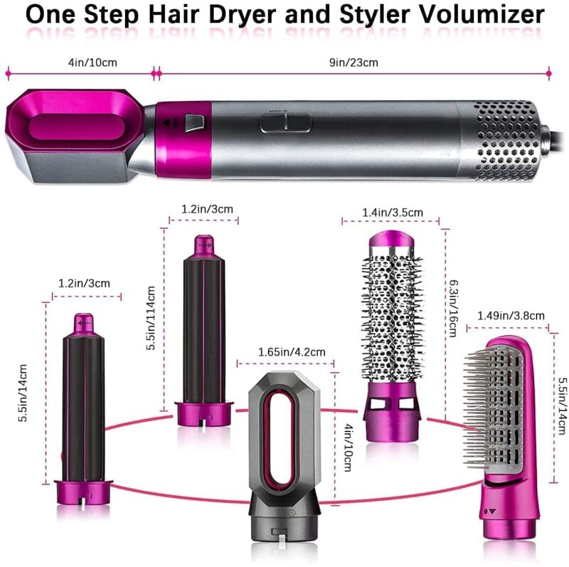 Ziloty  5 in 1 Multifunctional Hair Dryer Styling Tool, Detachable 5-in-1 Multi-Head Hot Air Comb, The Negative Ion Automatic Suction Hair Curler - Image 5