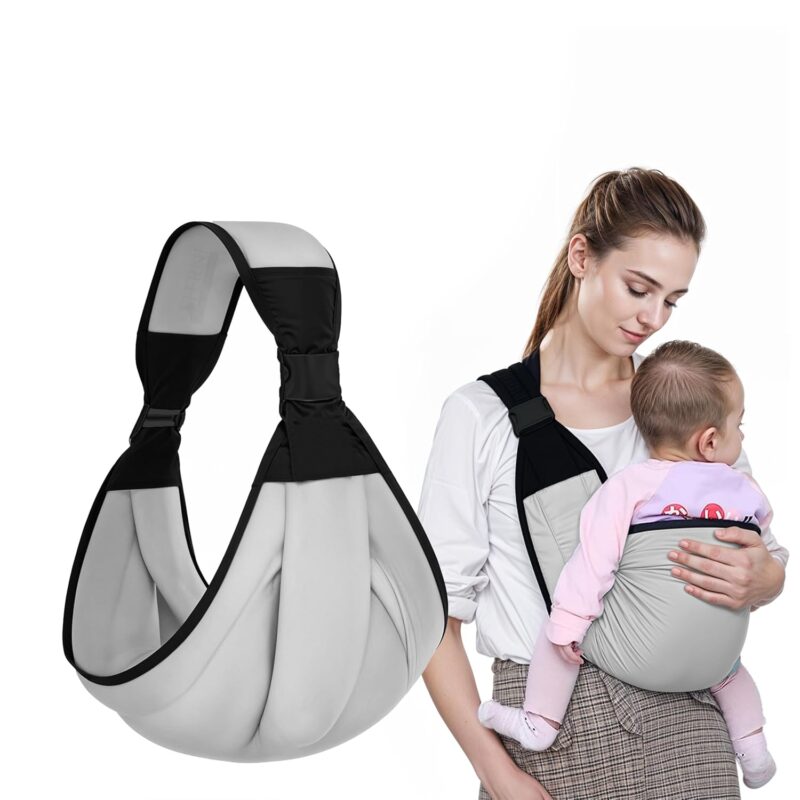 Ziloty Versatile One-Shoulder Baby Carrier: Adjustable Hip Wrap with Mesh & Cotton Fabric for Newborns, Half Wrap Hip, Adjustable, Lightweight & Natural Cotton, Baby Sling Carrier (Grey)