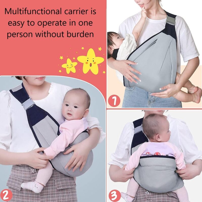 Ziloty Versatile One-Shoulder Baby Carrier: Adjustable Hip Wrap with Mesh & Cotton Fabric for Newborns, Half Wrap Hip, Adjustable, Lightweight & Natural Cotton, Baby Sling Carrier (Grey) - Image 8