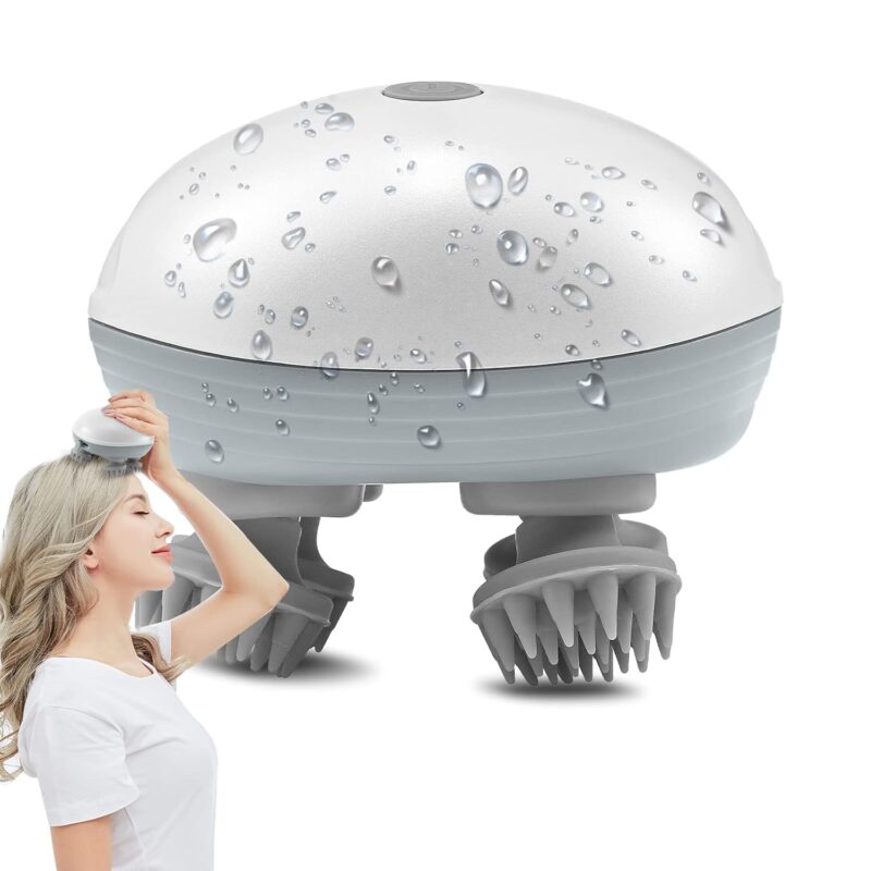 Dangfly Electric Head,Scalp Massager | Rechargeable Head Kneading Massage Machine | 3 Speed Mode Handheld.Portable,Scalp Scratcher Body Massager for Hair Growth,Deep Clean & Stress Relaxation (White)