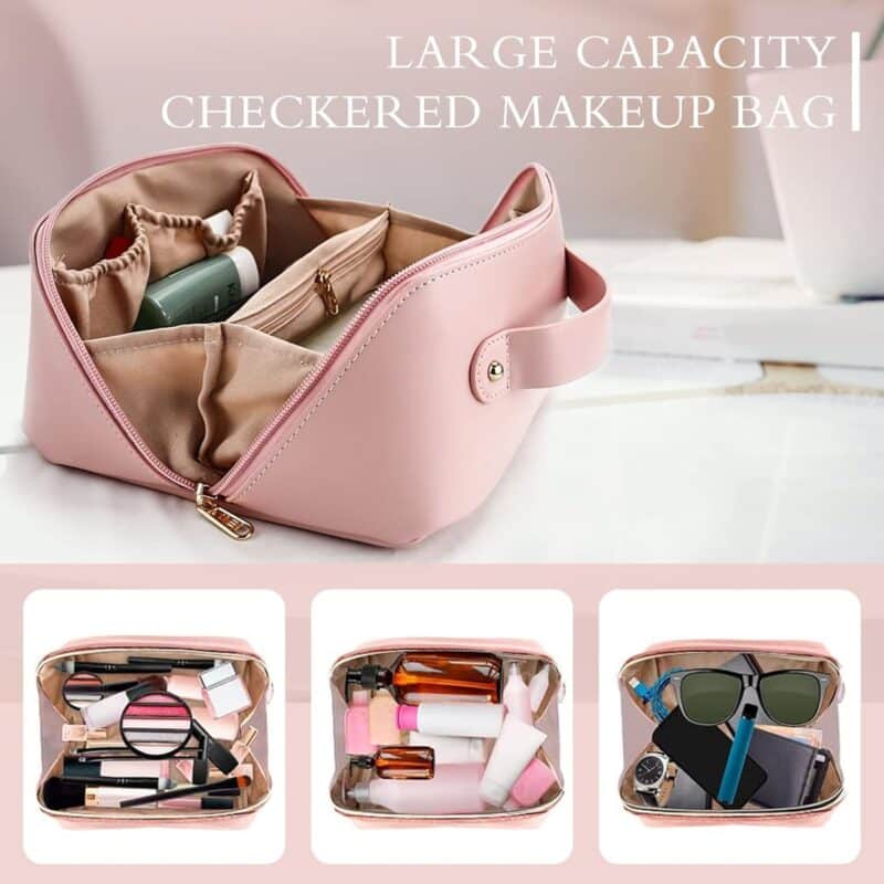 Zilotyshopping Large Capacity Travel Cosmetic Bag with Handle and Divider - Multifunctional Makeup Bag for Easy Access, Waterproof 10 Cms - Image 2