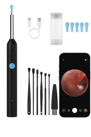 Zilotyshopping Wireless Ear Cleaning Endoscope Kit with HD Camera, WiFi Connection & 6 LED Lights – Smart Otoscope Earwax Removal Tool Set of 8 for Kids, Adults & Family Use – Compatible with iOS & Android
