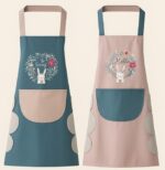 Zilotyshopping Pack of 1 Waterproof Kitchen Apron for Women with Built-in Hand Towel & Large Pocket | Adjustable, Comfortable & Stylish | Durable Cooking Apron for Home, Baking & BBQ (One Size Fits Most)