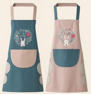 Zilotyshopping Pack of 1 Waterproof Kitchen Apron for Women with Built-in Hand Towel & Large Pocket | Adjustable, Comfortable & Stylish | Durable Cooking Apron for Home, Baking & BBQ (One Size Fits Most)