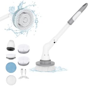 Zilotyshopping Plastic Electric Spin Scrubber for Cleaning, Electric Mop with 5 in 1 Replaceable Brush Heads, Power Scrubber for Shower, Bathroom, Car, Floor Cleaning
