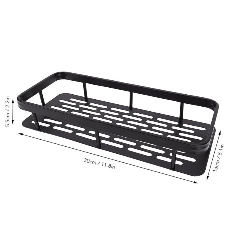 Zilotyshopping Wall-Mounted Stainless Steel Shelf with Towel Holder & Hooks – Chrome Finish Bathroom Organizer for Home & Hotel Use (Black 1 pcs) - Image 3