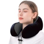 Zilotyshopping Neck Pillow for Travel - Travel Pillow for Flights - Travelling Accessories for Train - Neck Support Pillow for Car - Neck Rest for Sleeping - Memory Foam Pillows for Men Woman, Black