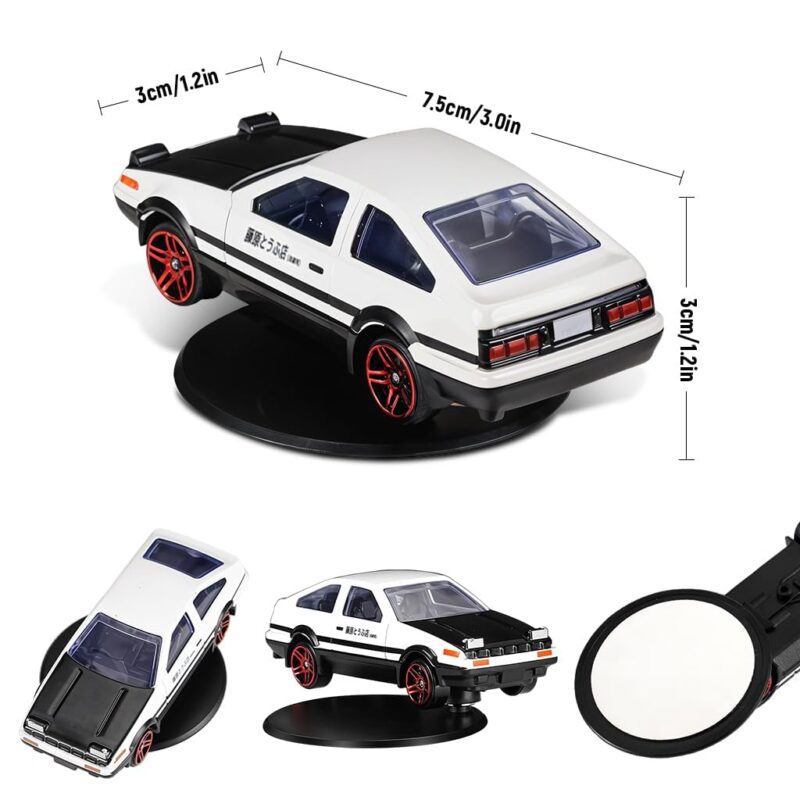 Zilotyshopping Mini Car Model Drifting with Self Adhesive Base, 2.95inches Alloy AE86 Car Model Initial D Car Dashboard Car Charm Desk Decor - Image 3
