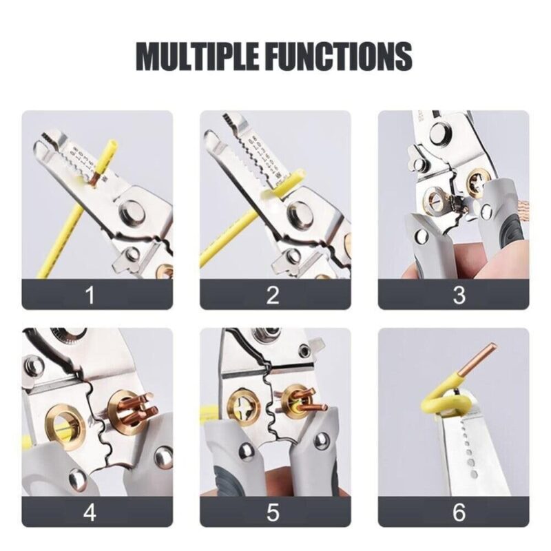 Zilotyshopping Heavy Duty 6-in-1 Wire Cutter Stripper Hand Tools for Electricians – Multi-Function Pliers for Cutting, Stripping, Crimping, and Winding - Image 7