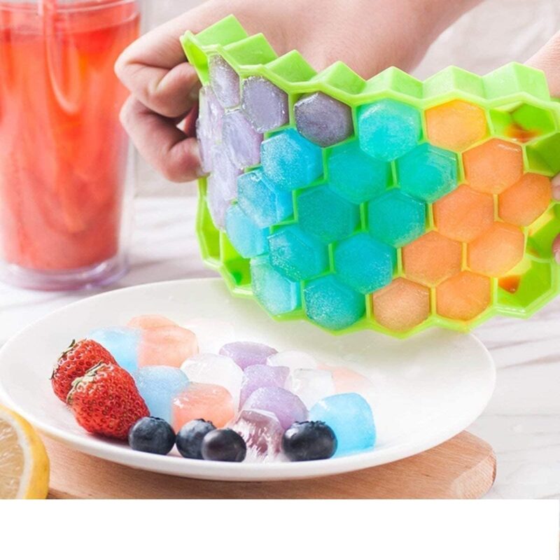 Zilotyshopping HONEYCOM Silicone Ice Cube Molds, Flexible 37 Ice Trays BPA Free, for Whiskey Cocktail, Stackable and Safe Ice Cube Small Cubes Fridge Bar Soft Tray (Honeycom Pack of 1) - Image 2