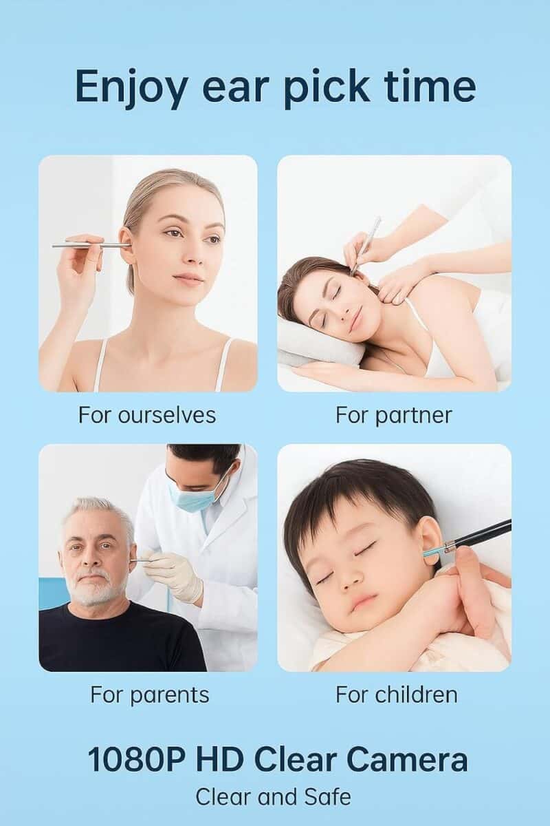 Zilotyshopping Wireless Ear Cleaning Endoscope Kit with HD Camera, WiFi Connection & 6 LED Lights – Smart Otoscope Earwax Removal Tool Set of 8 for Kids, Adults & Family Use – Compatible with iOS & Android - Image 2