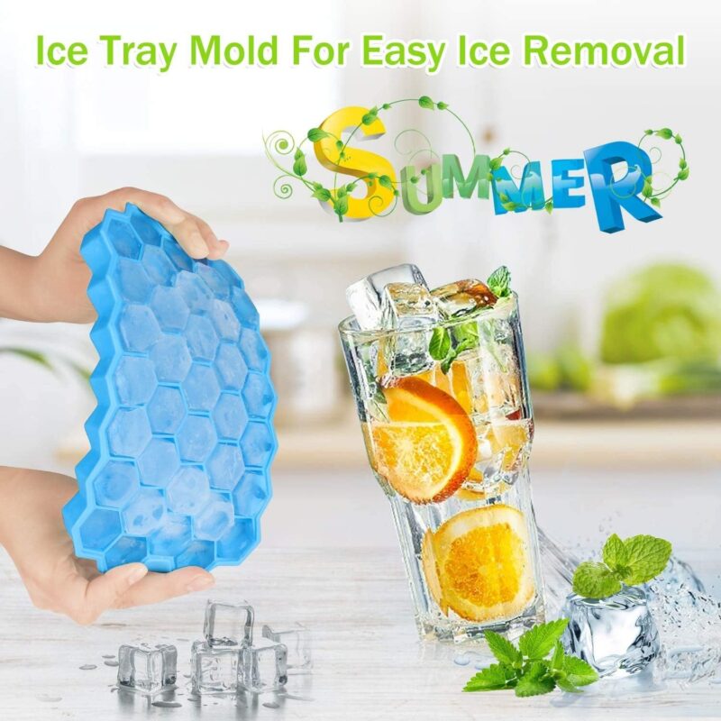 Zilotyshopping HONEYCOM Silicone Ice Cube Molds, Flexible 37 Ice Trays BPA Free, for Whiskey Cocktail, Stackable and Safe Ice Cube Small Cubes Fridge Bar Soft Tray (Honeycom Pack of 1) - Image 3