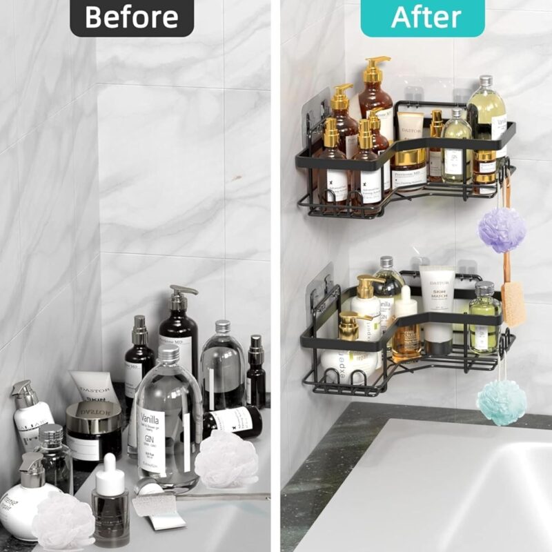 Zilotyshopping Wall-Mounted Stainless Steel Shelf with Towel Holder & Hooks – Chrome Finish Bathroom Organizer for Home & Hotel Use (2 Pcs Combo) - Image 5
