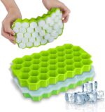 Zilotyshopping HONEYCOM with lid - Pack of 1 Silicone Ice Cube Molds, Flexible 37 Ice Trays BPA Free, for Whiskey Cocktail, Stackable and Safe Ice Cube Small Cubes Fridge Bar Soft Tray