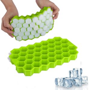 Zilotyshopping HONEYCOM Silicone Ice Cube Molds, Flexible 37 Ice Trays BPA Free, for Whiskey Cocktail, Stackable and Safe Ice Cube Small Cubes Fridge Bar Soft Tray (Honeycom Pack of 1)