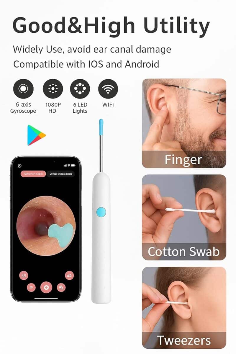 Zilotyshopping Wireless Ear Cleaning Endoscope Kit with HD Camera, WiFi Connection & 6 LED Lights – Smart Otoscope Earwax Removal Tool Set of 8 for Kids, Adults & Family Use – Compatible with iOS & Android - Image 3